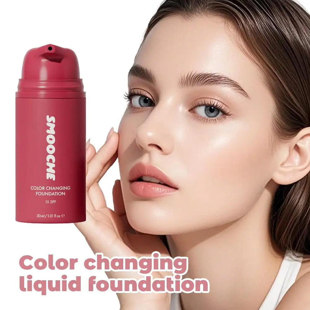 SMOOCHE Color Changing Liquid Foundation Lightweight Natural Skin Tone Matching For Light Natural Makeup Look