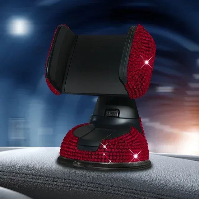 Rhinestone Crystal Car Cell Phone Holder Phone Mount Pink Flexible Table Stand Mount Bling Car Accessories Interior for Woman