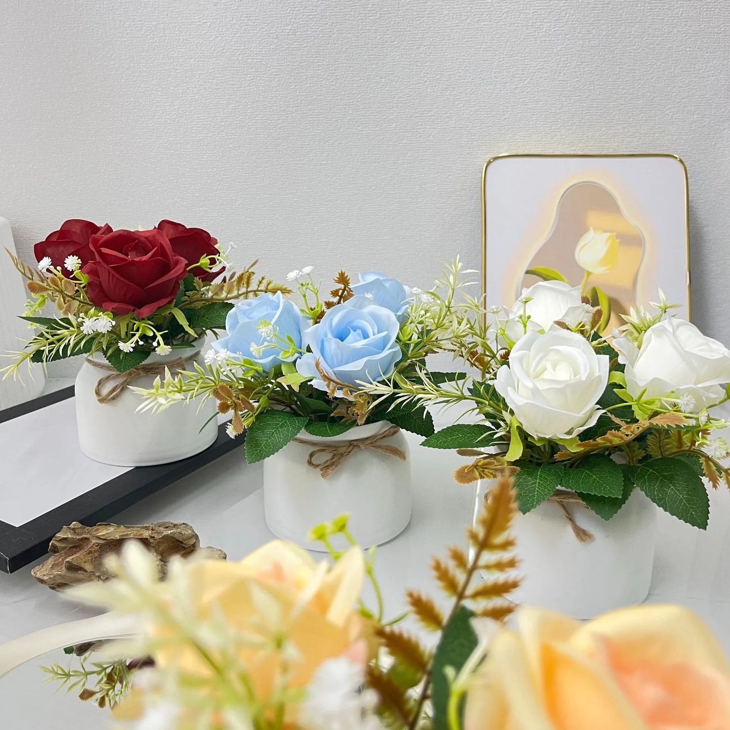 3 Simulated Roses, Potted Plants, Wedding Photos, Photography, Decoration, Fake Flowers, Outdoor Courtyard, Balcony