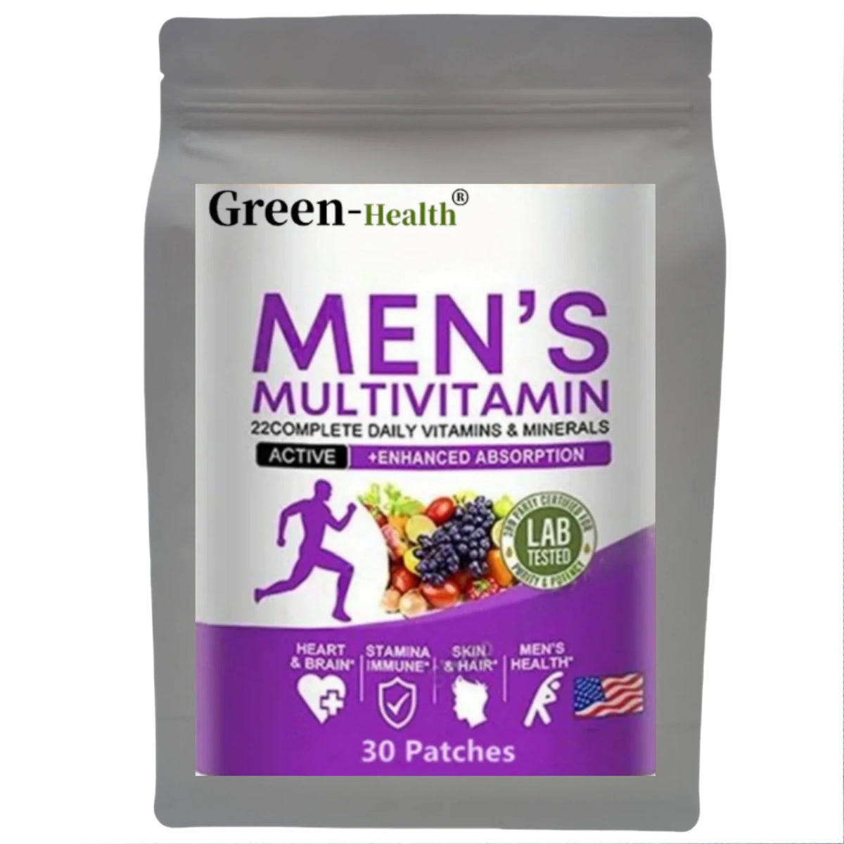 Hot selling men's daily multivitamin patch -22 types of vitamins and minerals, enhancing immunity, energy, and overall health, f