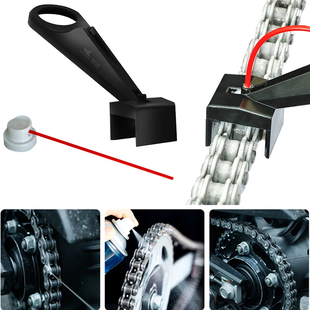 Lubricant Straw Holder Positioner Applicator Motorcycle Chain Lube Oiler Mess-Free Motorcycle Chain Wax Chain Cleaner Attachment