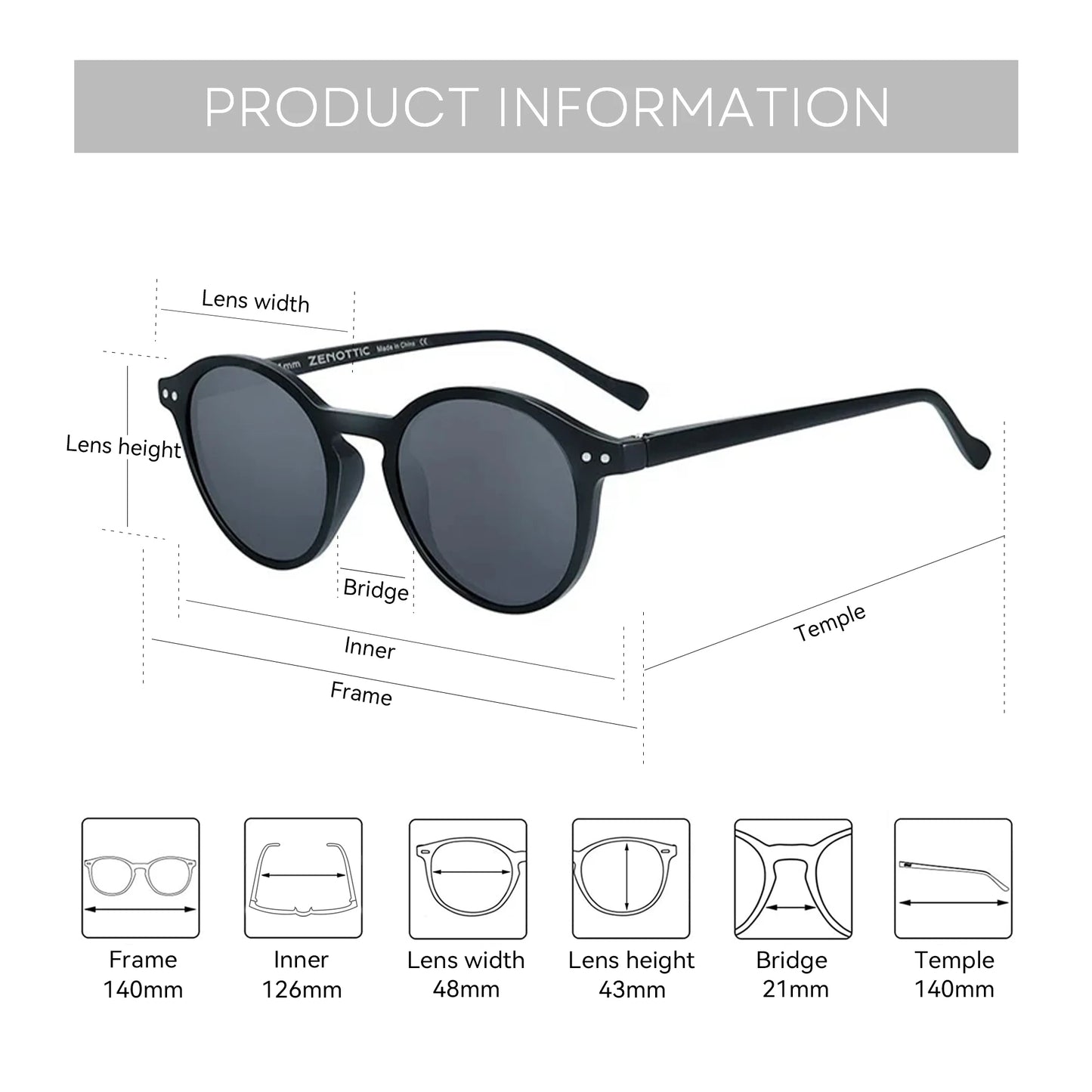 ZENOTTIC (S Size) Retro Circular Polarized Sunglasses 2026 2025 Men Women Vintage Small Round Sun Glasses UV400 Goggles Shades