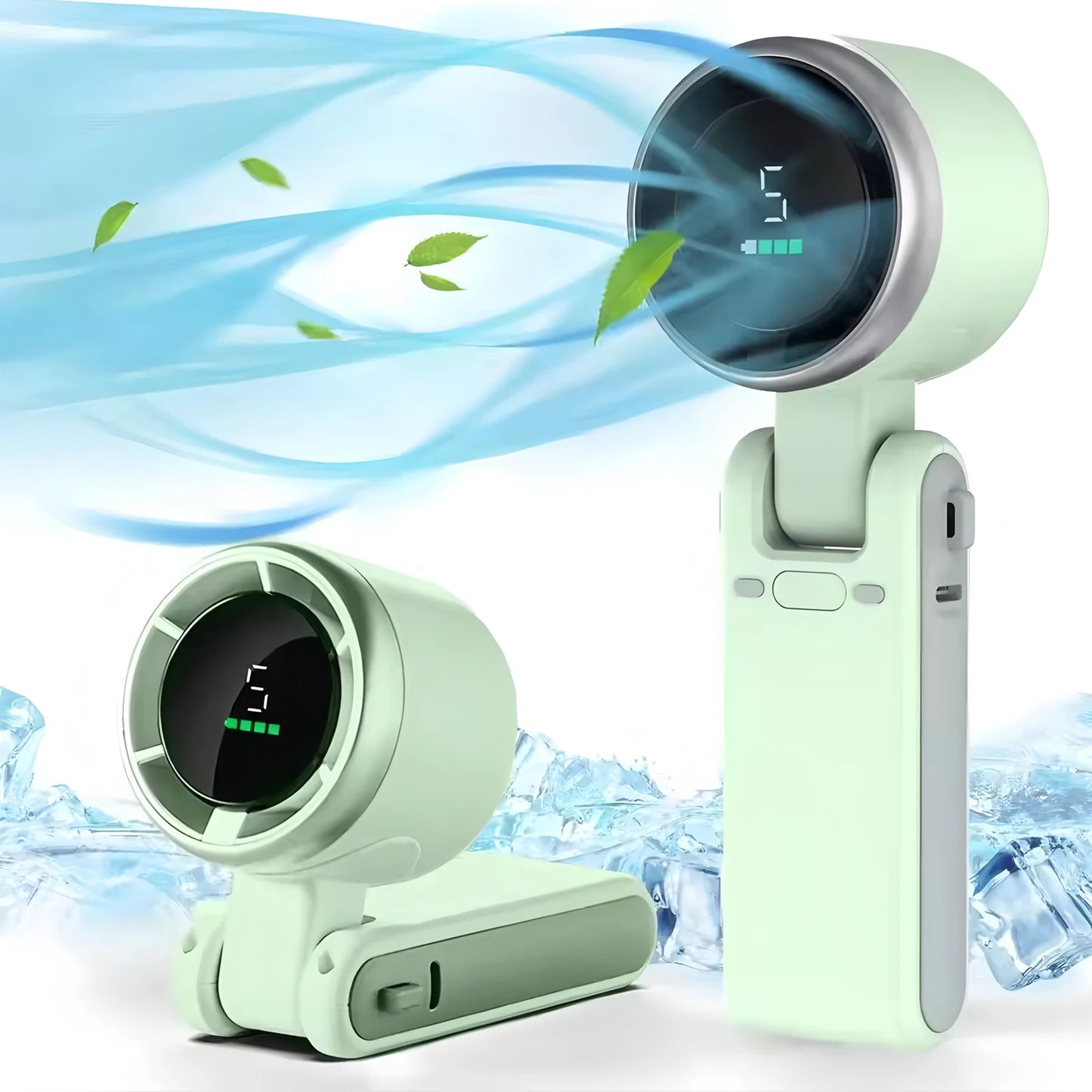 Mini High-speed Handheld Fan Type-c Charging Digital Display Portable Desktop Folding Hanging Camping Violent Turbo Fan