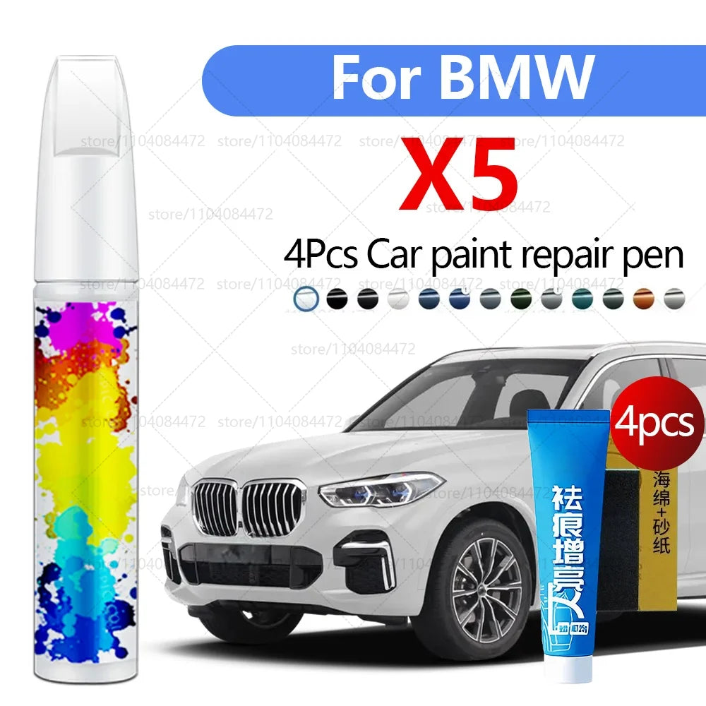 Car Paint Repair Pen For 1999-2025 BMW X5 Paint Scratch Repair Accessories 4PCS Black 475 416 White A96 Blue C1M Gray A90
