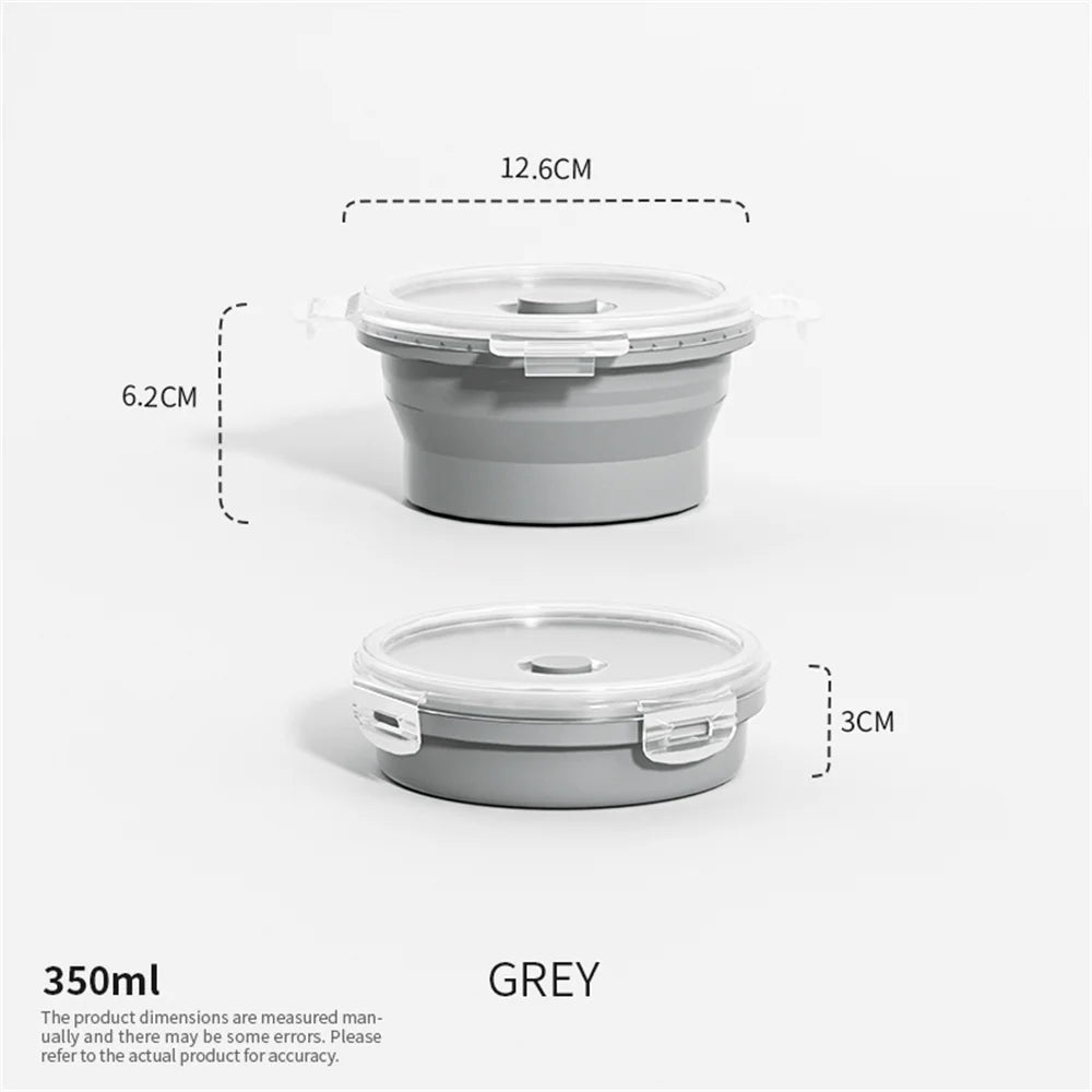 Collapsible Food Storage Container with Lid Portable Silicone Food Container Microwave Freezer Safe Lunch Box