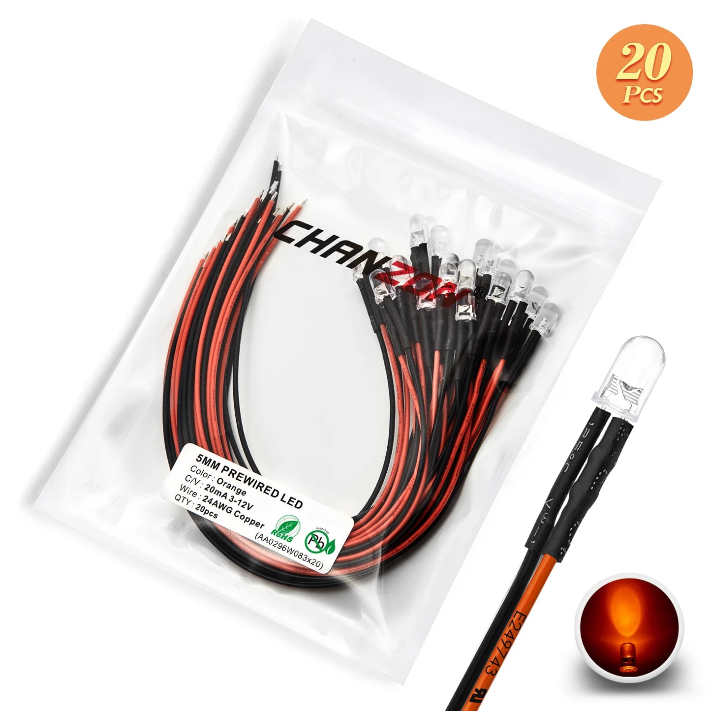 12V 5mm LED Diode Kit Warm White Red Green Blue Yellow Orange UV Purple Pink Prewired 5 9 12 V Light Emitting Indicator RC Lamp