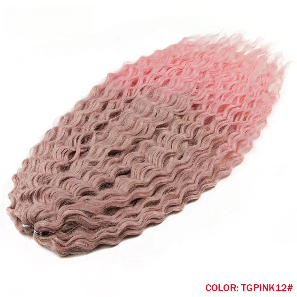 LOVE ME 22 Inch 300g/3pcs Ariel Curl Hair Water Wave Twist Crochet Hair Synthetic Ombre Rainbow Color Braiding Hair Extensions