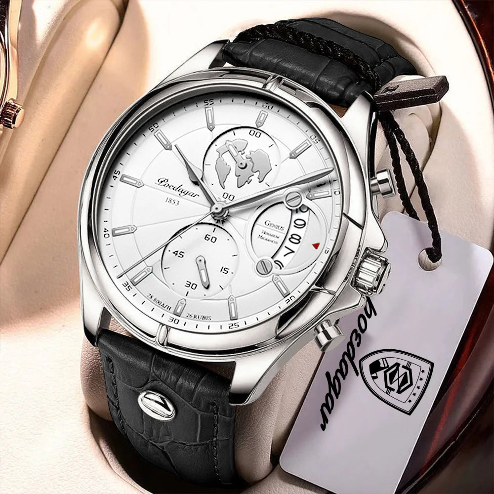 POEDAGAR Luxury Original Man Watch Chronograph Date Waterproof Men Wristwatch