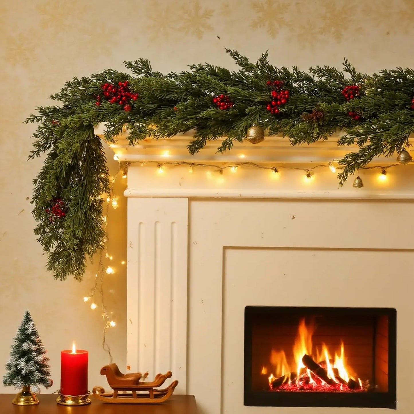 Artificial Plants Christmas Tree Cypress Leaves Garland Home Room Table Party Decora Outdoor Yard Pine Rattan Hanging Diy Gifts