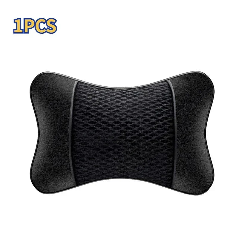 Leather Knitted Car Pillows Headrest Neck Rest Cushion Head Support Seat Accessories Auto Black Safety Pillow Universal Decor
