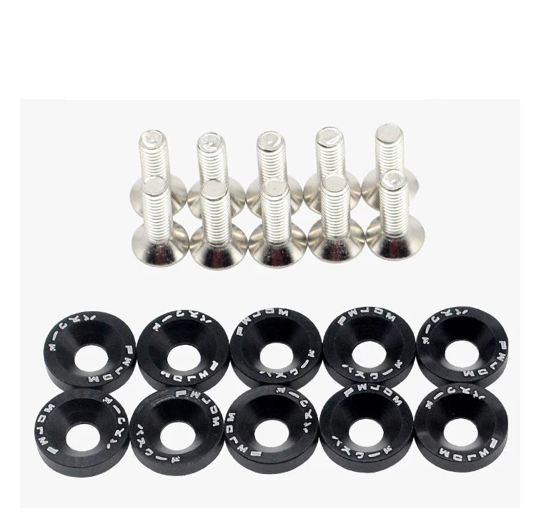 10 PCS M6 Car Modified Fasteners Fender Washer Bumper Engine Concave Screws Fender Washer License Plate Bolts Car Styling Gasket