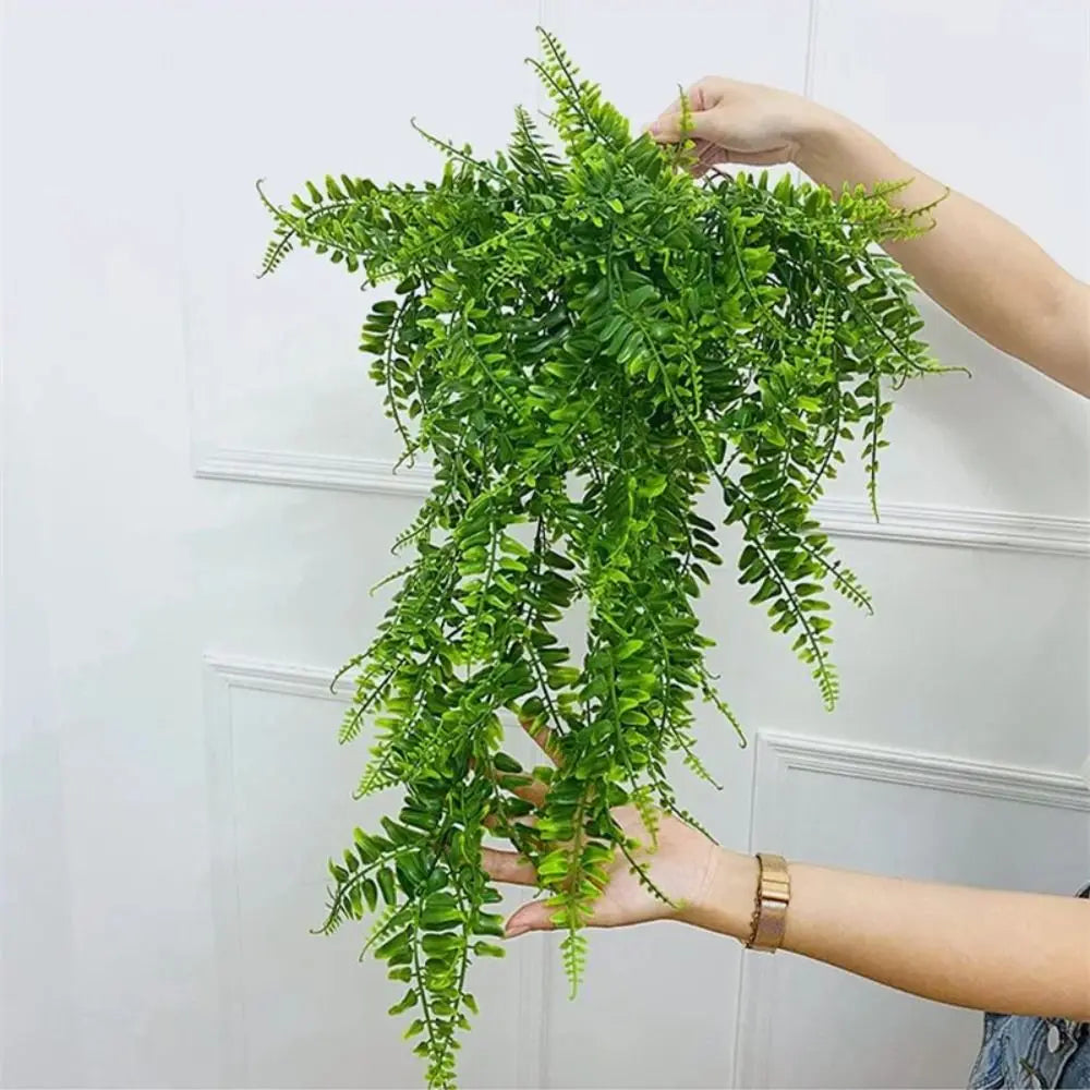 Plastic Persian Fern Leaves Realistic Hanging 76CM Fake Vine Grass Anti-UV Green Artificial Plants Wedding Party Wall