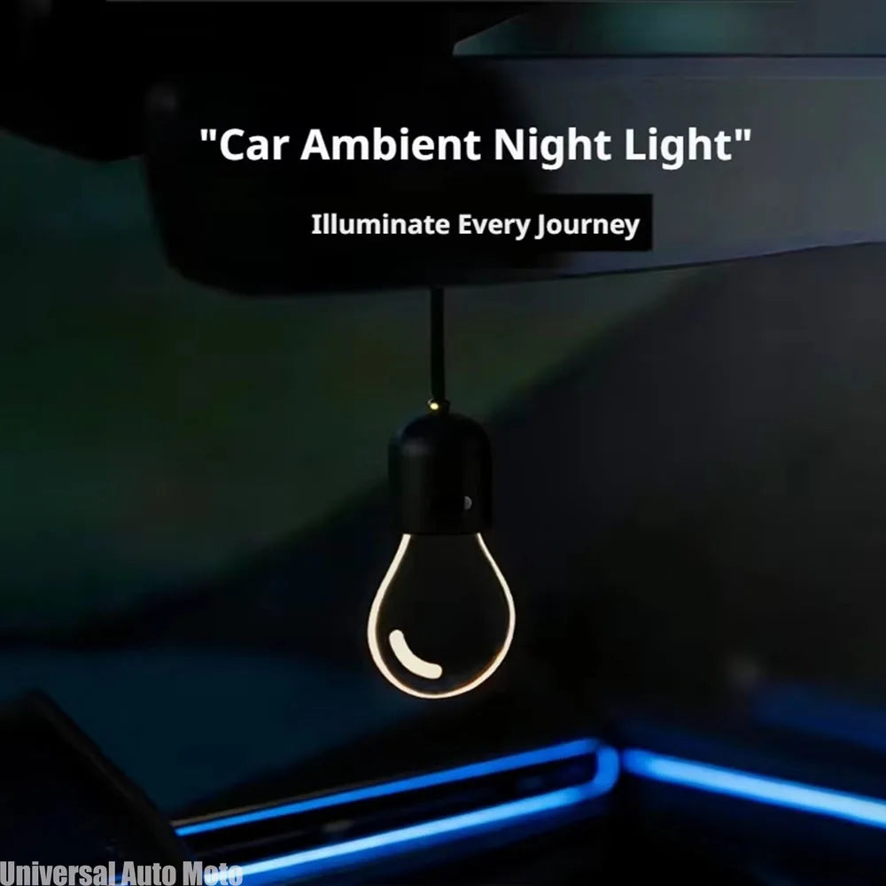 Car Rearview Mirror Ornament Hanging Decor Retro Small Car Light LED Bulb Atmosphere Lamp for Car Interior Decoration