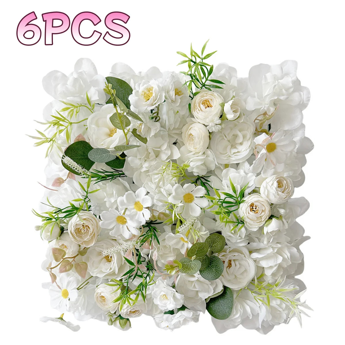 6Pcs Flower Wall Panels 3D Artificial Rose Wall Backdrop for Wedding Bridal Shower Party Photo Photography Background Decor