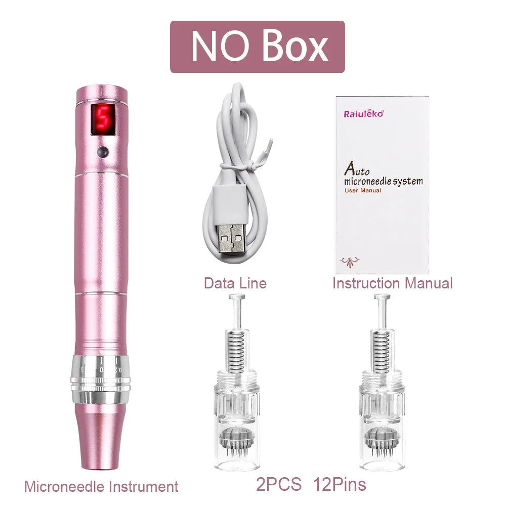 Multi-function Microneedling Derma Pen Wireless Electric Skin Care Beauty Tools Kit Cartridges Needles Nano Micro Needle Device