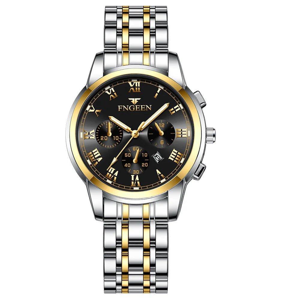 FNGEEN Luxury Quartz Watch Women Elegant Stainless Steel Watch Luminous Waterproof Date Wristwatch Ladies Dress Watch  Ms4006