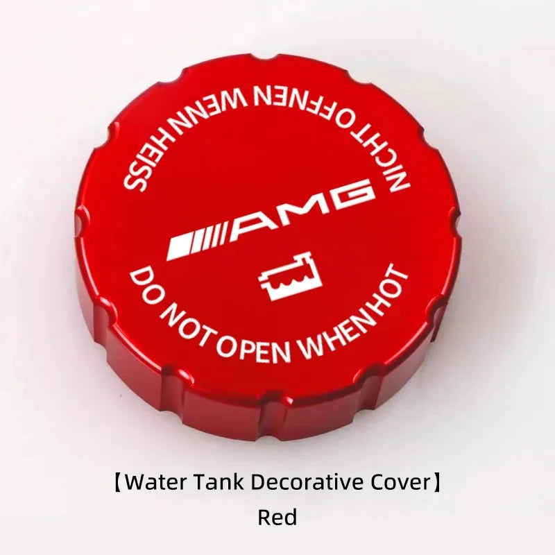 Universal Fit Aluminum Alloy Car Water Tank Cap for Mercedes Benz AMG Models with Decorative Sticker Compatible with W204 W205 W
