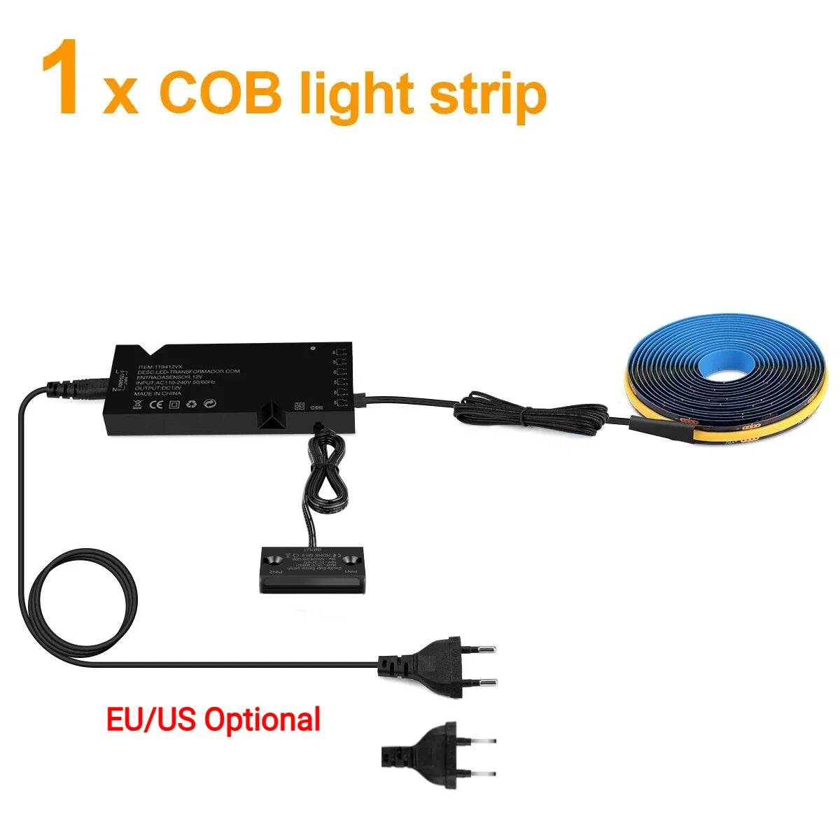 1-10PCS Black COB LED Strip Lights With Double Door Sensor Switch Kit 12V Cabinet Lighting for Kitchen Wardrobe Closet