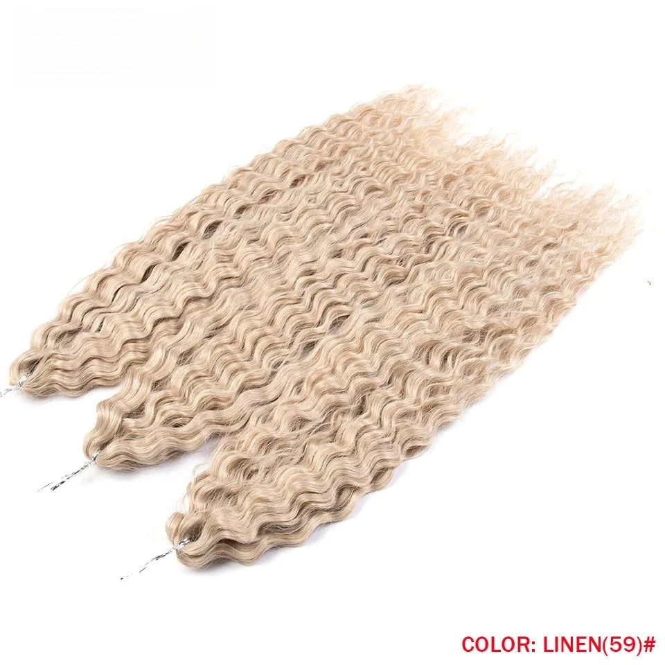 LOVE ME 22 Inch 300g/3pcs Ariel Curl Hair Water Wave Twist Crochet Hair Synthetic Ombre Rainbow Color Braiding Hair Extensions
