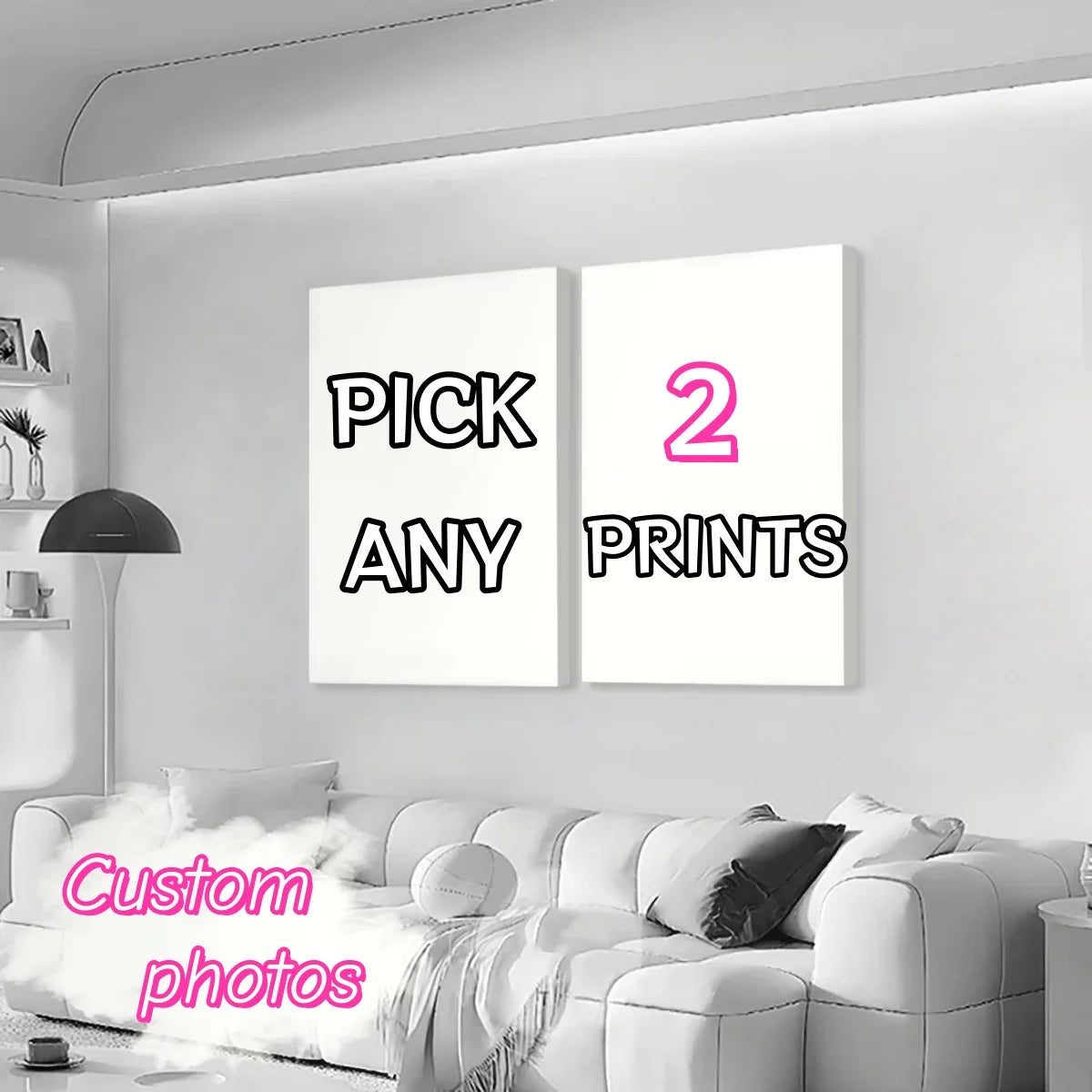 2pcs/set Custom Canvas Printing Personalized Photo Suitable for Family Life Pets Scenery Couple Weddings Home Decor Poster Gifts