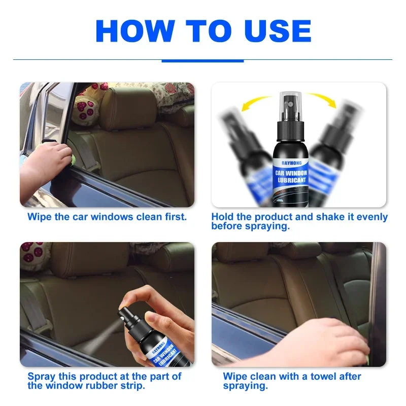 60ml Car Window Lubricant Lift Glass Sunroof Track Car Doors Sealing Strip Rubber Eliminating Abnormal Noises Lubrication Spray