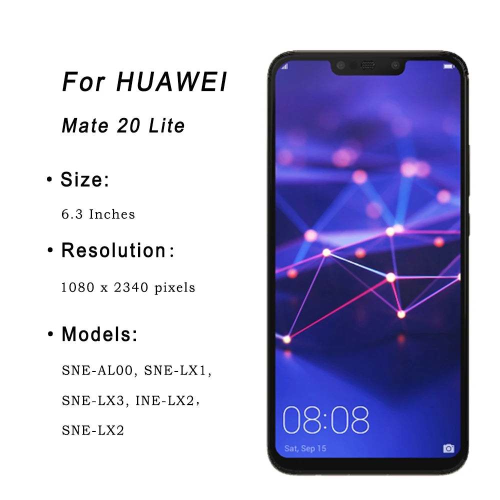 6.3'' LCD for Huawei Mate 20 lite Display Digital Touch Screen Digitizer Assembly for Mate 20 Lite SNE-LX1/LX2/LX3 Replacement