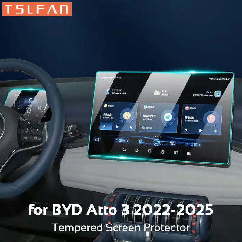 Tempered Glass Film Screen Protector for BYD Atto 3 Yuan Plus 2022-2025 Instrument Navigation Protective Cover Car Accessories