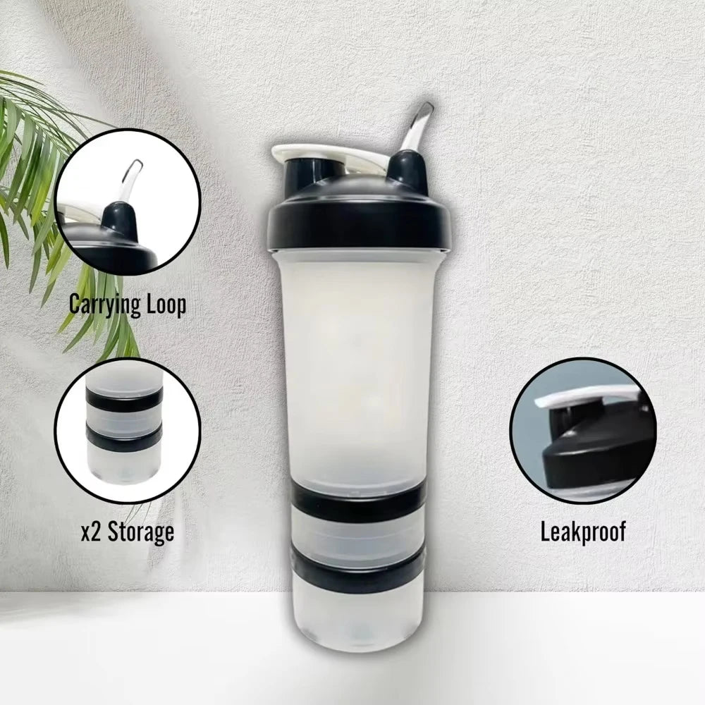 Protein Powder Shaker Cup400/600/650ml with Metal Stirrer Fitness Sports Mixing Bottle Portable Leak Proof Plastic Cup Drinkware