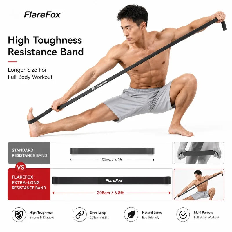 FlareFox Adjustable Multi Resistance Bands Push-pull Rod Pull-Up Assist Strap Strength Training Home Gym Equipment Workout Kit
