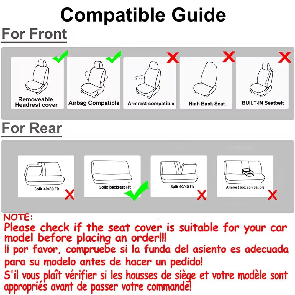 AUTO PLUS Sports Universal Polyester Car Seat Cover Set Fit Most Car Plain Fabric Bicolor Stylish Car Accessories Seat Protector