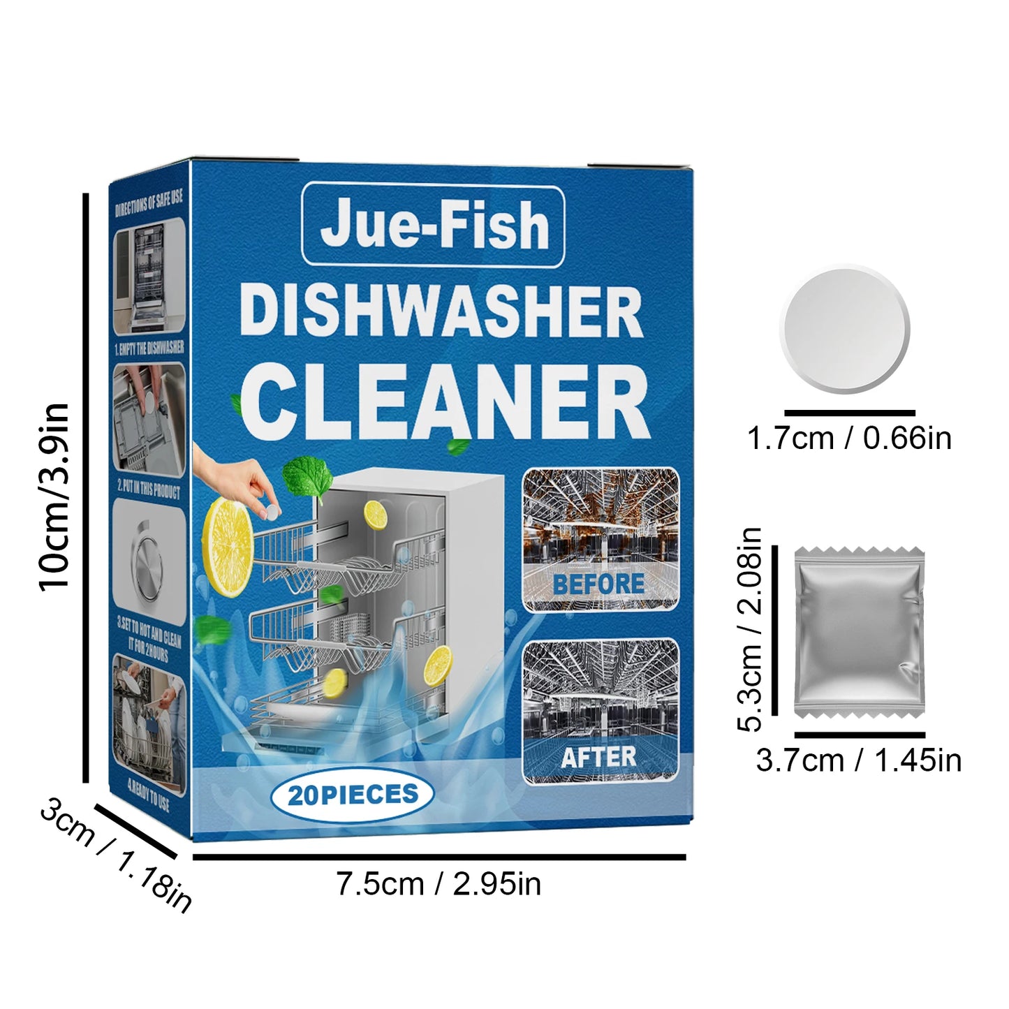 20/40/60PCS Dishwasher Cleaner Tablets - Deep Clean & Deodorize for Built-in/Desktop Dishwashers - Remove Grease Limescale