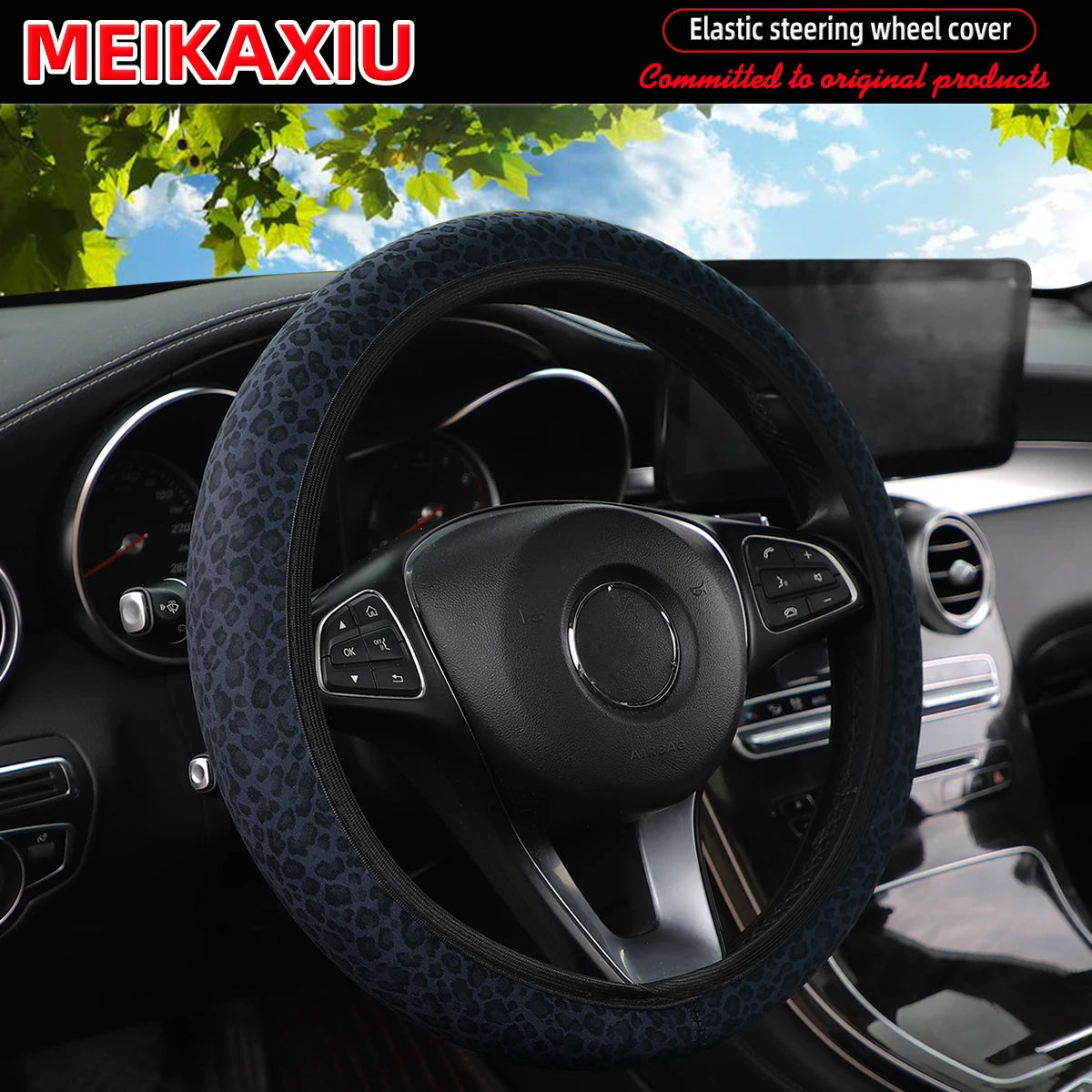 16 styles of cow Daisy red and white flower Panda diving material elastic car steering wheel covers without inner rings