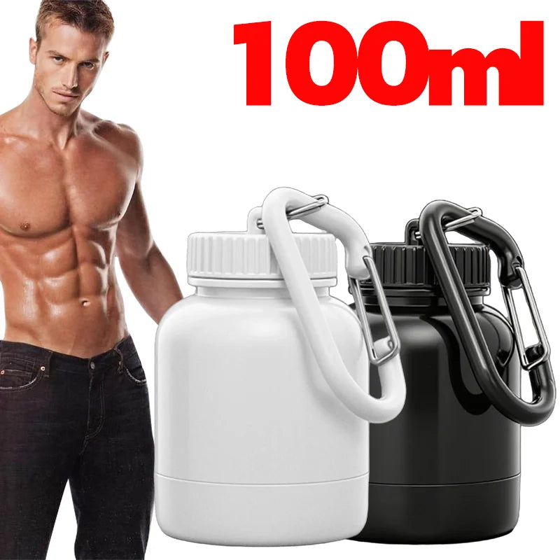 Protein Powder Container Portable Small Pill Box Fitness Supplement Storage 5x5x8cm Food Grade PP Leakproof Bottles Travel