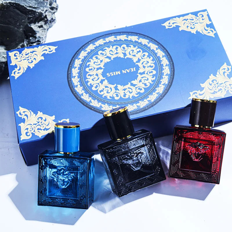 Luxury 3Pcs Men Perfume Gift Set Woody Citrus Ocean Scent Long Lasting Eau de Toilette Portable Travel Spray Present For Dating Office Holiday Birthday