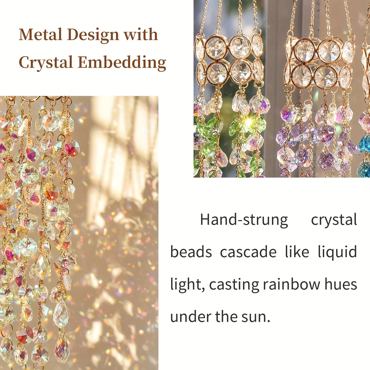 Hanging window sill garden crystal sun catcher, gold-plated design, suitable for indoor and outdoor decoration as well as party