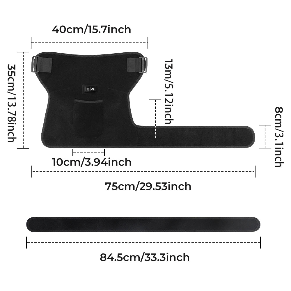 Cordless Heated Hip Support Brace with Vibration Massager Lower Back Warming Wrap Hip Heating Pad for Muscle Relaxation