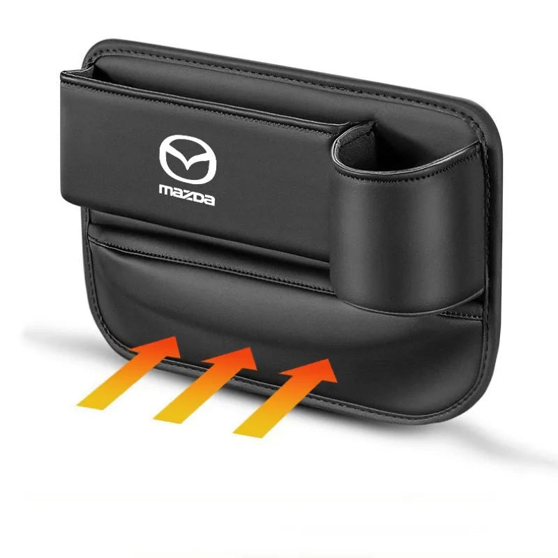 Leather Car Seat Storage Box Slit Gap Filler Cup Holder for Mazda Axela Atenza CX9 MX3 MX5 RX8 RX7 MX30 CX30 Auto Accessories