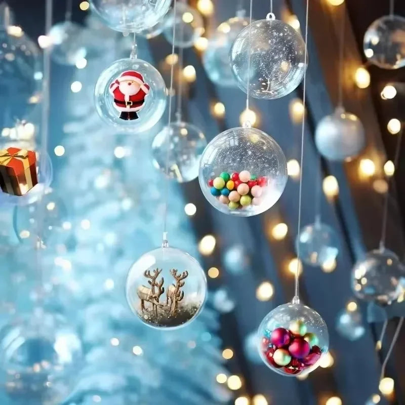 10/1Pc Christmas Transparent Ball Plastic Christmas Trees Open Ball Box Bauble Ornament Wedding Gift Party Home Decoration
