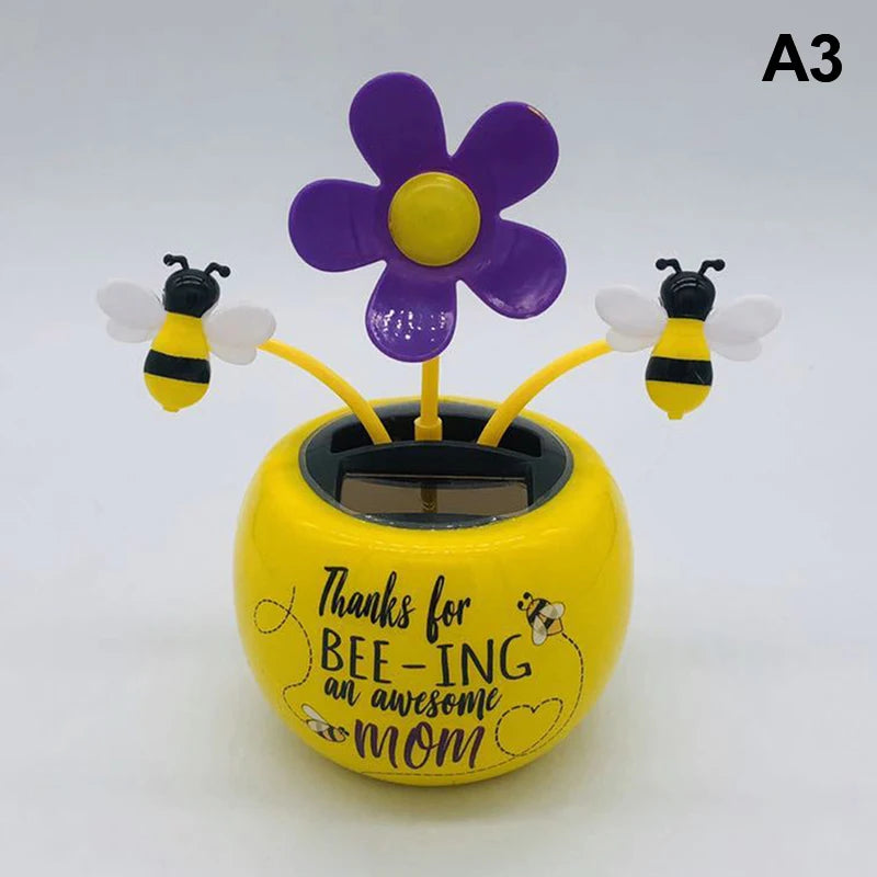Car Ornament Solar Apple Flower Automatic Swing Sun Flower Bee Butterfly Love Beetle Car Decoration Accessories
