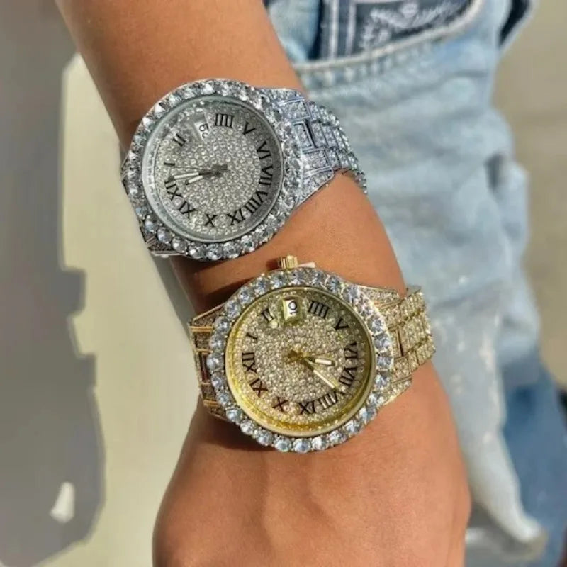 Luxury Shiny Diamond Watch for Women Men Gold Silver Quartz Watches Male Clock Dropshipping Rhinestone Wristwatch Gifts