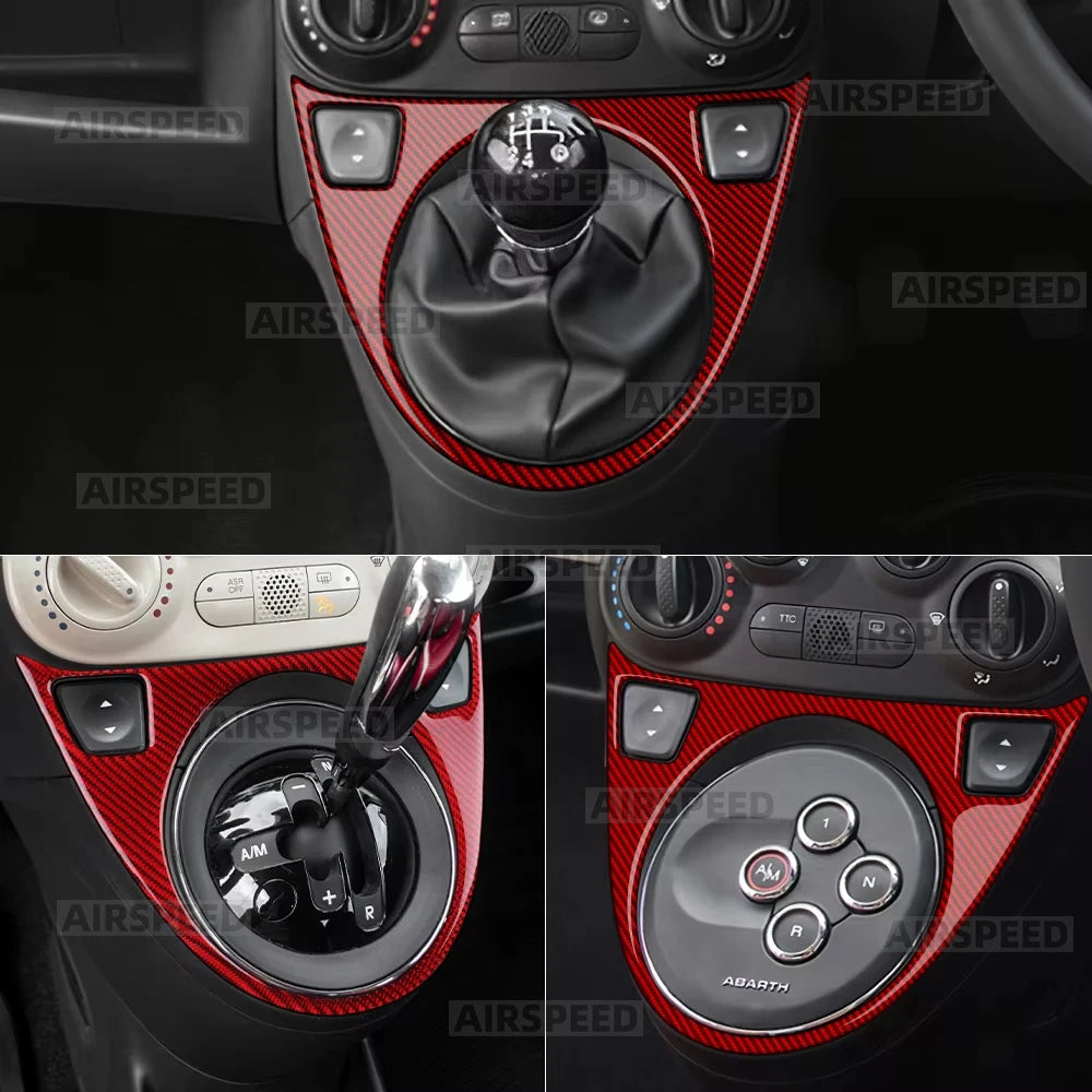 Real Soft Carbon Fiber Sticker For Abarth 595/695/Fiat 500C 2012-2015 For Fiat 500 2008-2015 LHD RHD AT MT Car Gear Shift Trim