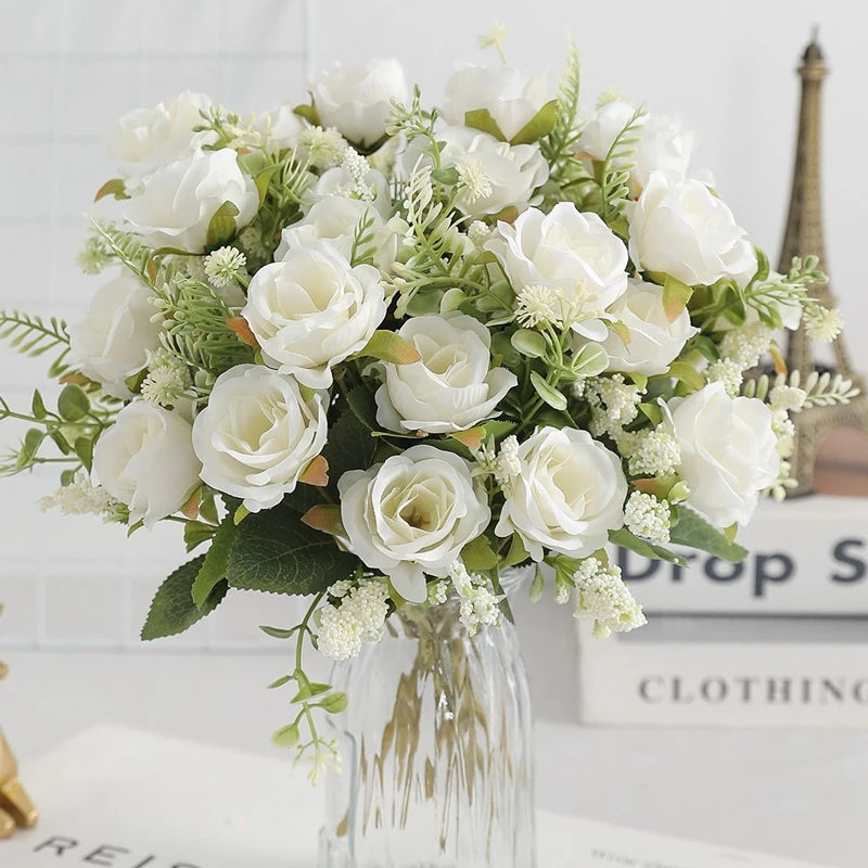 1/3Pcs Rose Artificial Flowers Bouquet Fake Flower for Home Room Decor Garden Wedding Marriage Decoration Bride Bouquet Ornament