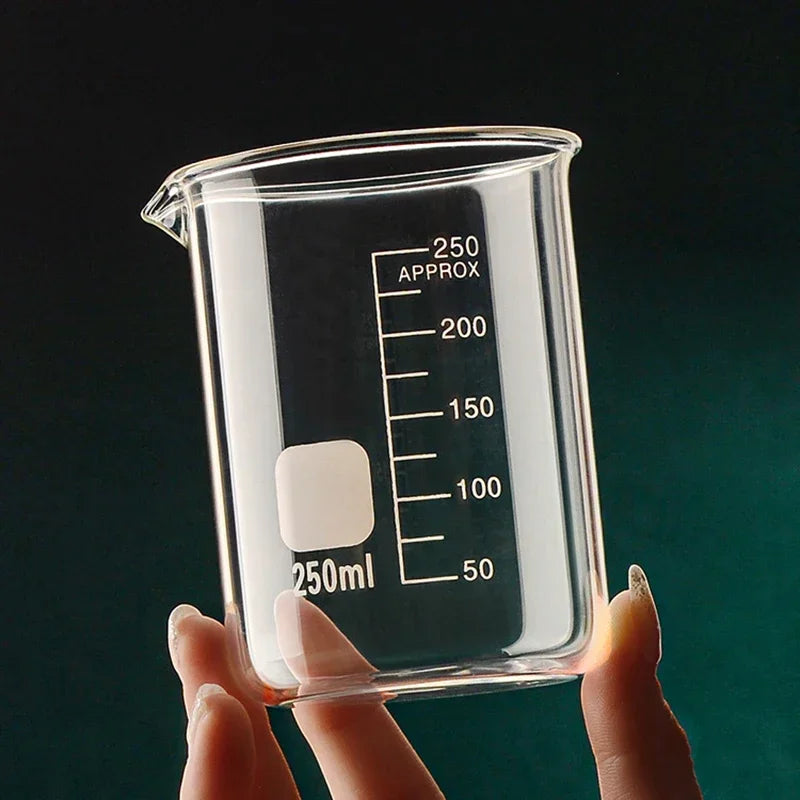 JUSTINLAU High Borosilicate Glass Beaker Clear Measuring Cup with Scale Laboratory Home Kitchen Baking Tool Multifunction Supply