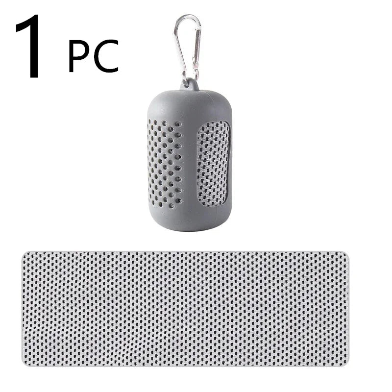 1Pcs Quick-Drying Sports Towel with Storage Box and Cooling Ice Blanket for Outdoor Fitness and Camping Cycling Hiking