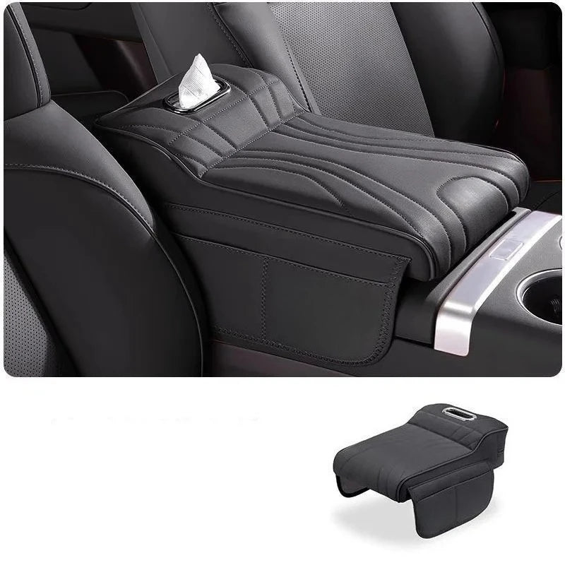 2026 New Universal Memory Foam Car Armrest Booster Pad with Storage Pocket Comfort Cushion for Driver Auto Interior Accessories