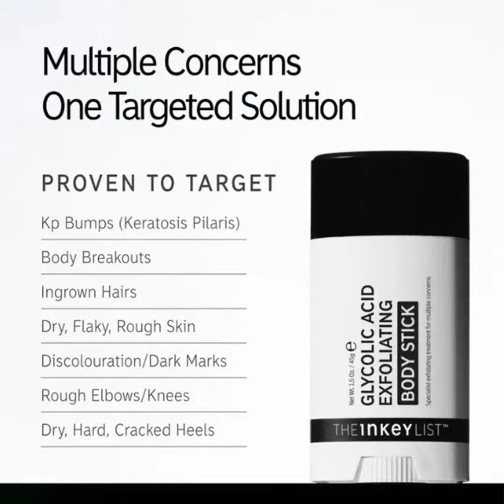 The INKEY List Glycolic Acid Exfoliating Body Stick Unclogs Pores Smooths Keratosis Pilaris Alleviates Ingrown Hairs And Acne