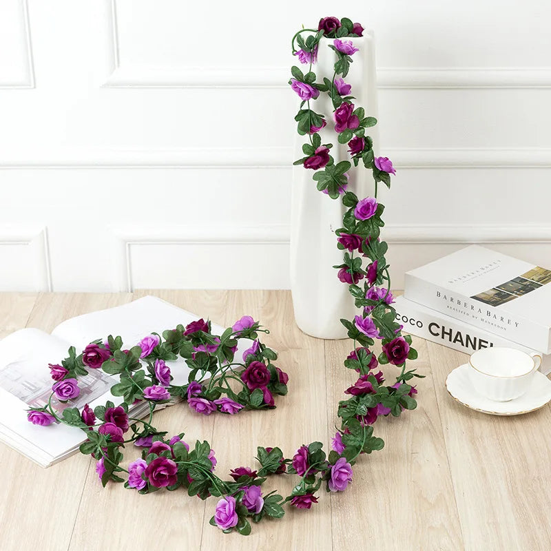 7ft 2m Flower String Artificial Wisteria Vine Garland Plants Foliage Outdoor Home Trailing Flower Fake Flower Hanging Wall Decor