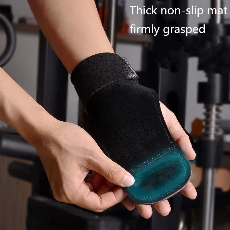 Gym Fitness Gloves with Wrist Straps for Men & Women; Double Layer PU Leather for Weightlifting, Bench Press, Pull-up Training.