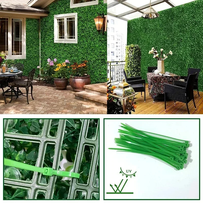 10pcs Artificial Grass Wall Panels Fake Millan Leaves Greenery Backdrop Wall Topiary Hedge Plant For Home Garden Party Decor