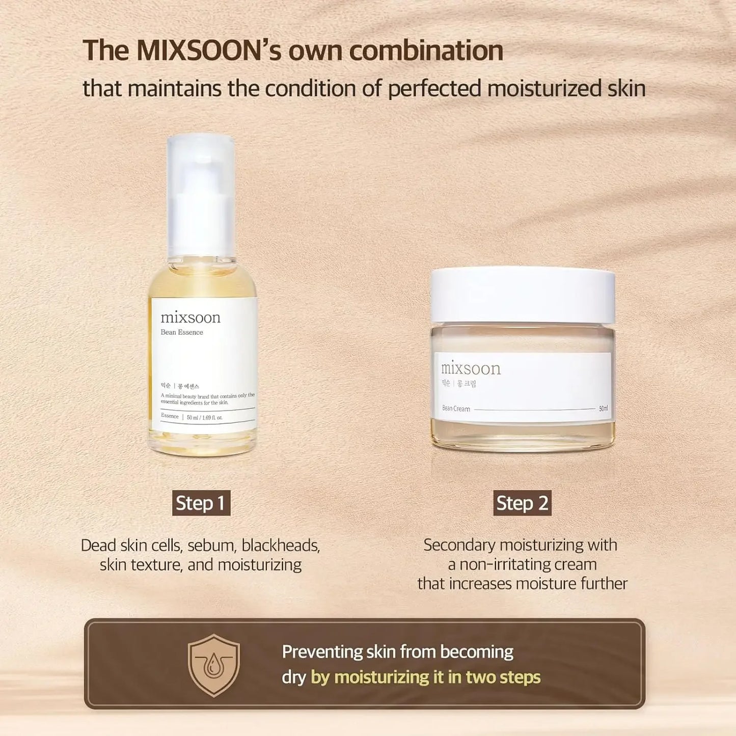 Mixsoon Bean Essence Cream Duo Set Hydrating Moisturizing Smoothing Glass Skin Care 50ml+50ml Korean Skincare